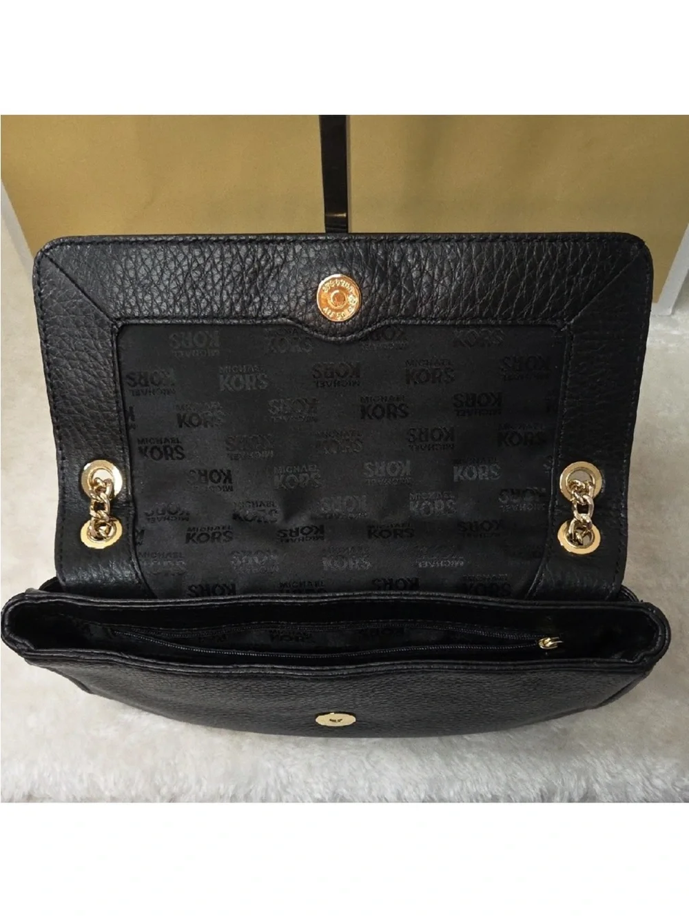 Michael Kors Black Shoulder Bag with Gold Chain